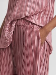 Joanna Hope Pink Plisse Wide Leg Trousers - Image 3 of 5