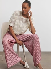Joanna Hope Pink Plisse Wide Leg Trousers - Image 5 of 5