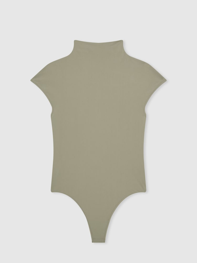 Reiss Sage Green Laura High-Neck Jersey Bodysuit - Image 2 of 6