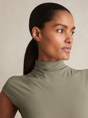 Reiss Sage Green Laura High-Neck Jersey Bodysuit - Image 4 of 6