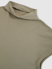 Reiss Sage Green Laura High-Neck Jersey Bodysuit - Image 6 of 6