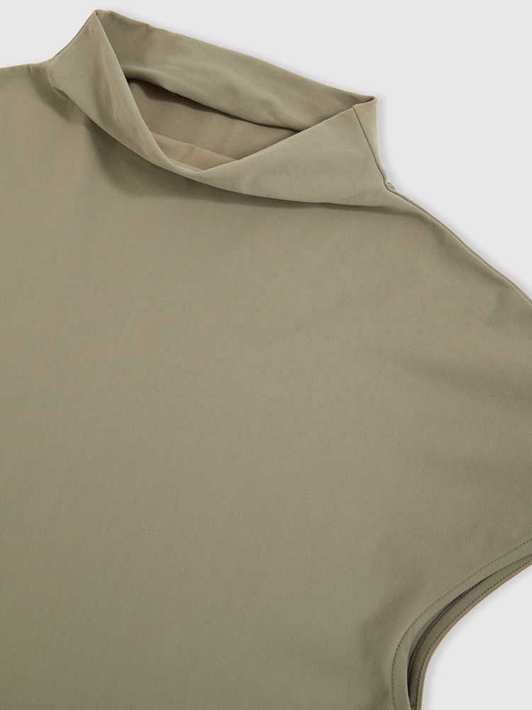 Reiss Sage Green Laura High-Neck Jersey Bodysuit - Image 6 of 6