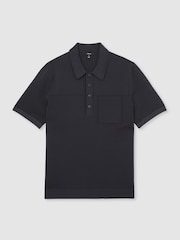 Marineblau - Reiss Blinker Press-Stud Seam-Detail Polo Shirt - Bild 2 von 6