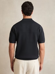 Marineblau - Reiss Blinker Press-Stud Seam-Detail Polo Shirt - Bild 5 von 6