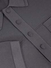 Reiss Airforce Blue Blinker Press-Stud Seam-Detail Polo Shirt - Image 6 of 6