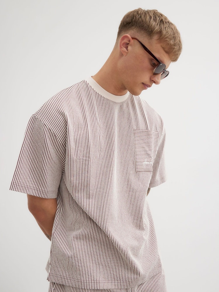 River Island Pink Seersucker Boxy T-Shirt - Image 1 of 1