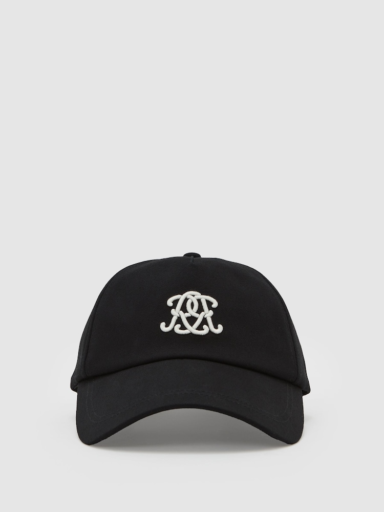 Reiss Black Luzon Monogram Embroidered Baseball Cap - Image 1 of 5 Reiss Black Luzon Monogram Embroidered Baseball Cap - Image 1 of 5