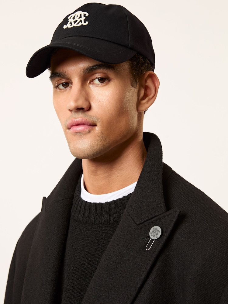 Reiss Black Luzon Monogram Embroidered Baseball Cap - Image 2 of 5 Reiss Black Luzon Monogram Embroidered Baseball Cap - Image 2 of 5