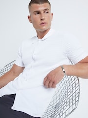 River Island White Brick Pointelle Knit Shirt - Image 3 of 6