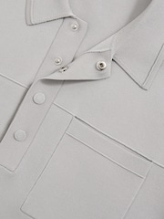 Eisgrau - Reiss Blinker Press-Stud Seam-Detail Polo Shirt - Bild 5 von 5
