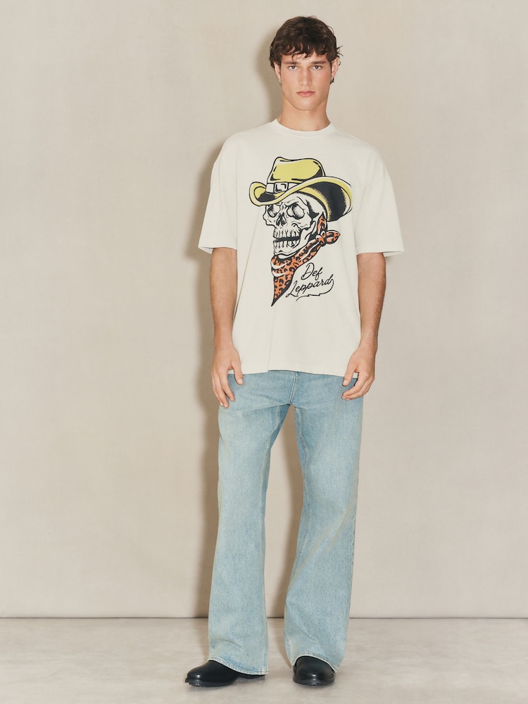White Ecru EDIT Def Leppard Licence T-Shirt - Image 2 of 5
