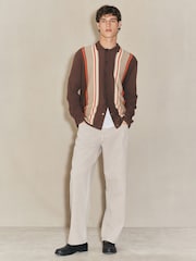 Brown EDIT Striped Long Sleeve Button Through Cardigan - Image 3 of 8
