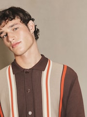 Brown EDIT Striped Long Sleeve Button Through Cardigan - Image 4 of 8