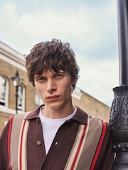 Brown EDIT Striped Long Sleeve Button Through Cardigan - Image 5 of 8