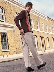 Brown EDIT Striped Long Sleeve Button Through Cardigan - Image 8 of 8