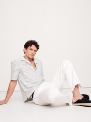 Белый - Banana Republic Stripe Terry Polo Shirt - Image 4 of 4