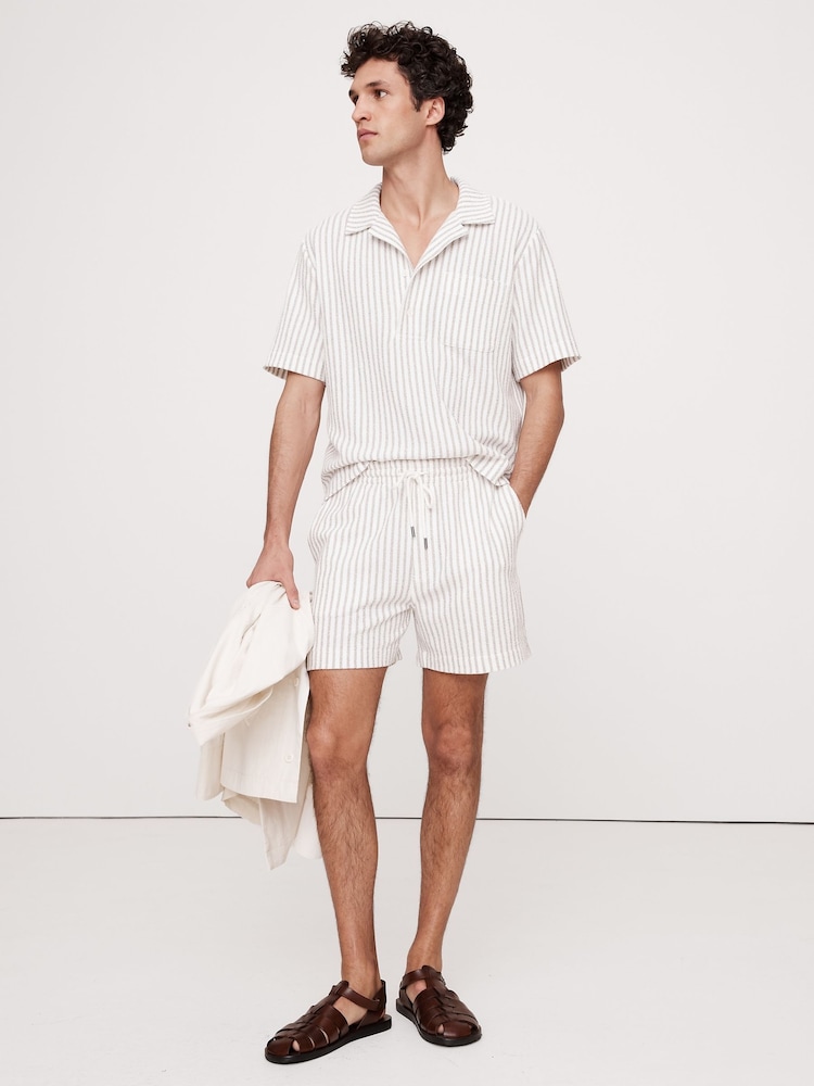 Белый коричневый - Banana Republic Stripe Terry Polo Shirt - Image 1 of 1