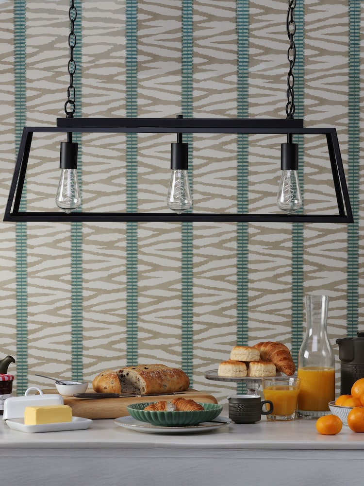Dar Lighting Matt Black Claudia 3 Light Bar Pendant - Image 2 of 8