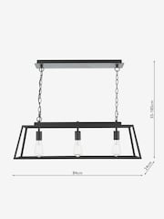 Dar Lighting Matt Black Claudia 3 Light Bar Pendant - Image 8 of 8