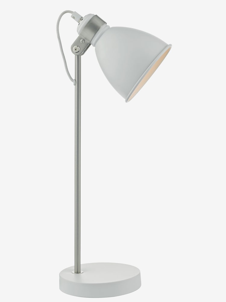 Dar Lighting Matt White Satin Chrome Frederick Task Lamp - Image 1 of 4