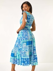 Roman Blue Patchwork Shimmer Maxi Dress - Image 3 of 5