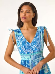 Roman Blue Patchwork Shimmer Maxi Dress - Image 4 of 5