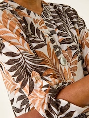 Roman Leaf Print V-Neck Stretch Blouse - Image 5 of 5