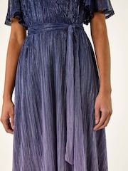 Roman Blue Ombre Plisse Midi Wrap Dress - Image 5 of 5