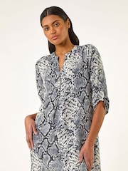 Roman Grey Snake Print V-Neck Blouse - Image 1 of 5