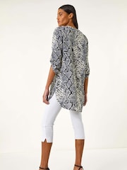 Roman Grey Snake Print V-Neck Blouse - Image 3 of 5