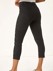 Roman Black Embellished Cropped Stretch Jeans - Image 3 of 5