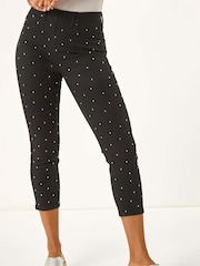 Roman Black Embellished Cropped Stretch Jeans - Image 4 of 5