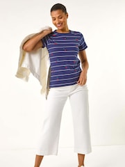 Azul - Roman Embroidered Cherry 100% Cotton T-Shirt - Imagen 2 de 5