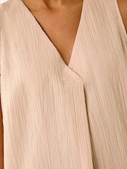 Roman Natural Textured Pleat Front Vest Top - Image 5 of 5