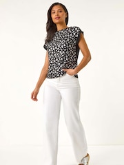 Camiseta de algodón 100 % con estampado metalizado de leopardo de Roman - Imagen 1 de 5