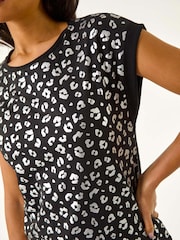Camiseta de algodón 100 % con estampado metalizado de leopardo de Roman - Imagen 5 de 5