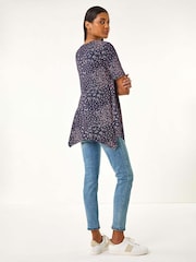 Roman Floral Print Hanky Hem Tunic Top - Imagen 3 de 5