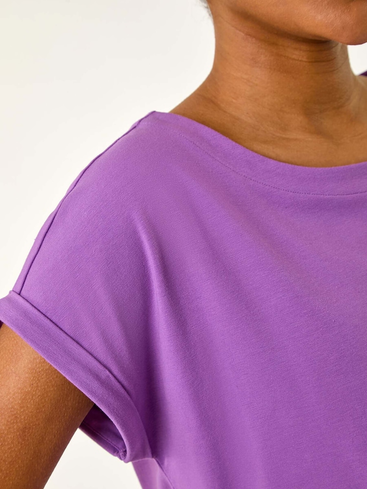 Roman Purple Plain Stretch Jersey T-Shirt - Image 5 of 5 Roman Purple Plain Stretch Jersey T-Shirt - Image 5 of 5