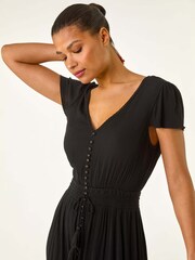 Roman Black Tiered Buttoned Maxi Dress - Image 4 of 5