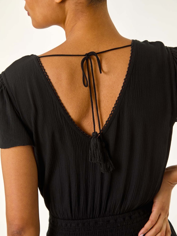 Roman Black Tiered Buttoned Maxi Dress - Image 5 of 5