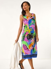 Roman Multi Tropical Midi Shirt Dress - Image 1 of 5