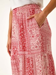 Roman Red Tile Tiered Palazzo Trousers - Image 5 of 5