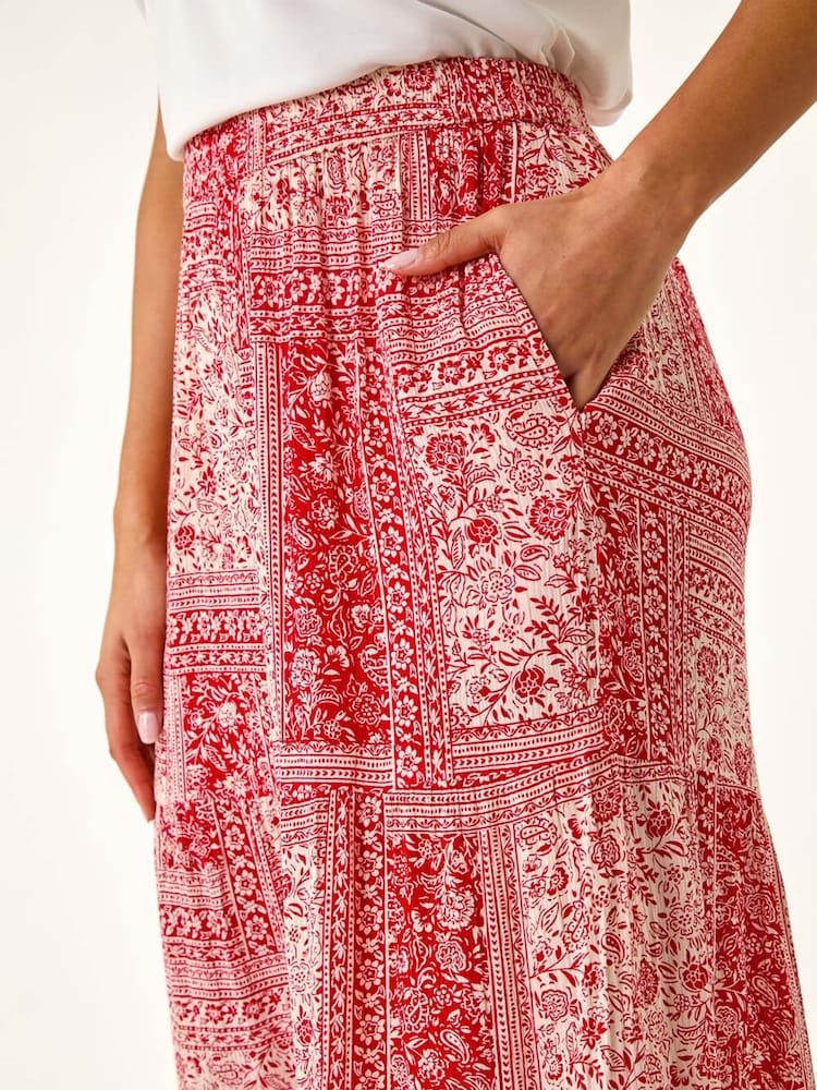 Roman Red Tile Tiered Palazzo Trousers - Image 5 of 5