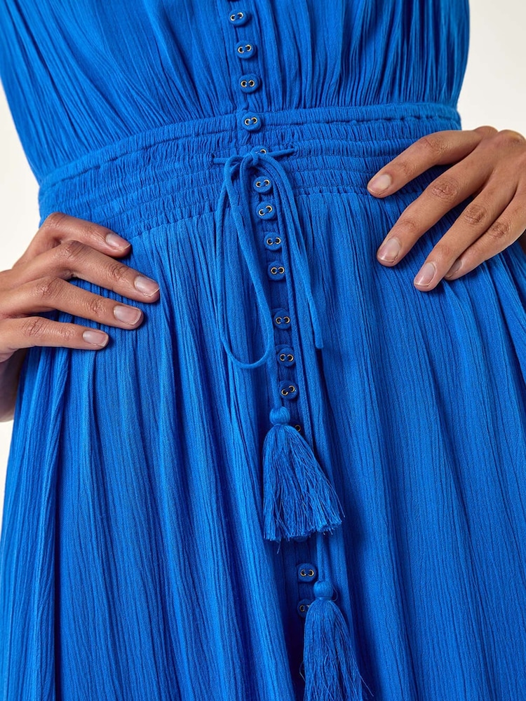 Roman Blue Tiered Buttoned Maxi Dress - Image 5 of 5