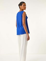 Roman Blue Ruffle V-Neck Vest Blouse - Image 3 of 5