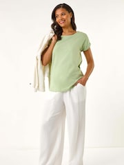 Roman Green Plain Stretch Jersey T-Shirt - Image 2 of 5
