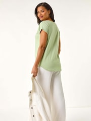 Roman Green Plain Stretch Jersey T-Shirt - Image 3 of 5