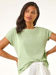 Roman Green Plain Stretch Jersey T-Shirt - Image 4 of 5