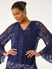 Roman Tie Neck Lace Detail Top - Bild 4 von 5