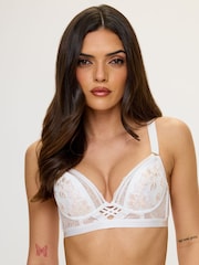 Ann Summers White Mirage Foiled Lace Padded Plunge Bra - Image 1 of 5